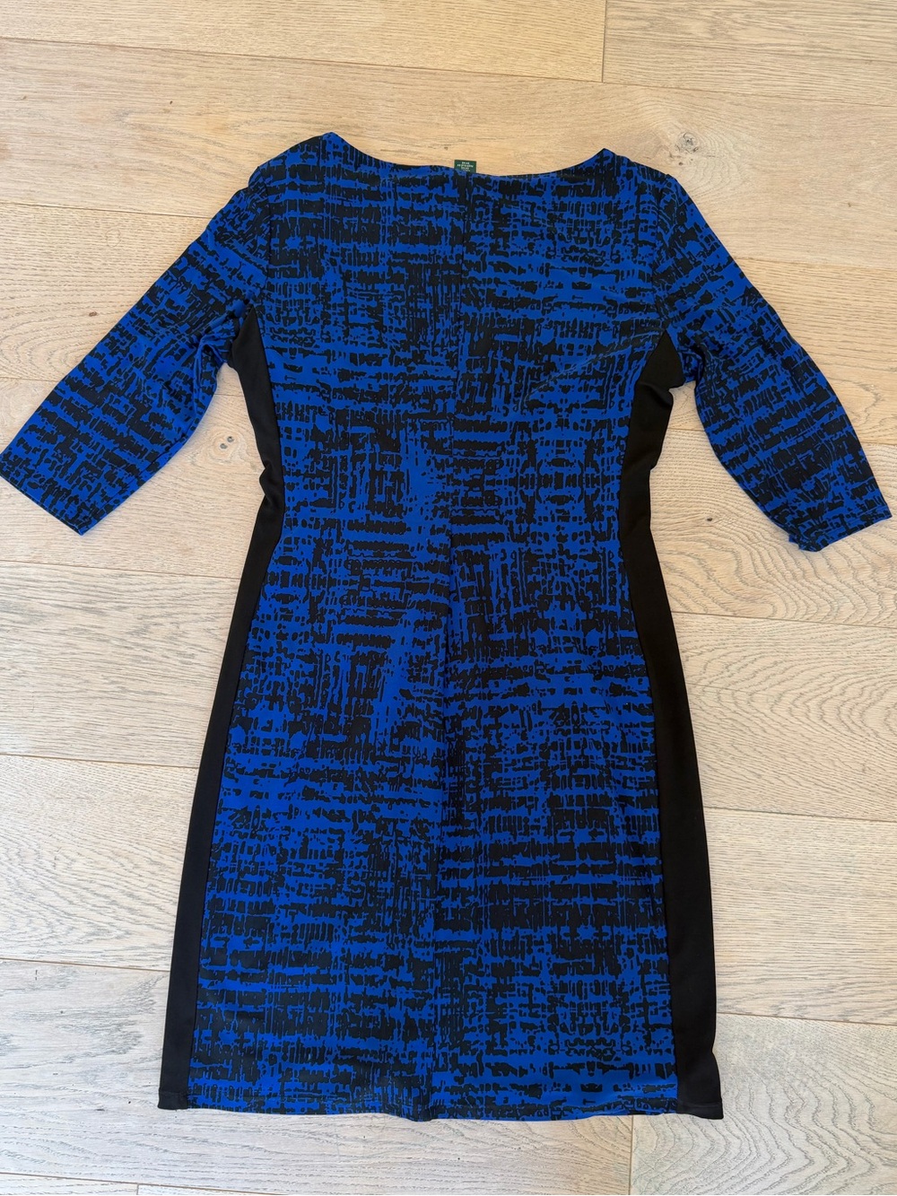 Lauren Ralph Lauren Blue Black Ruched Sheath Dress Petite 12 - Picture 4 of 4